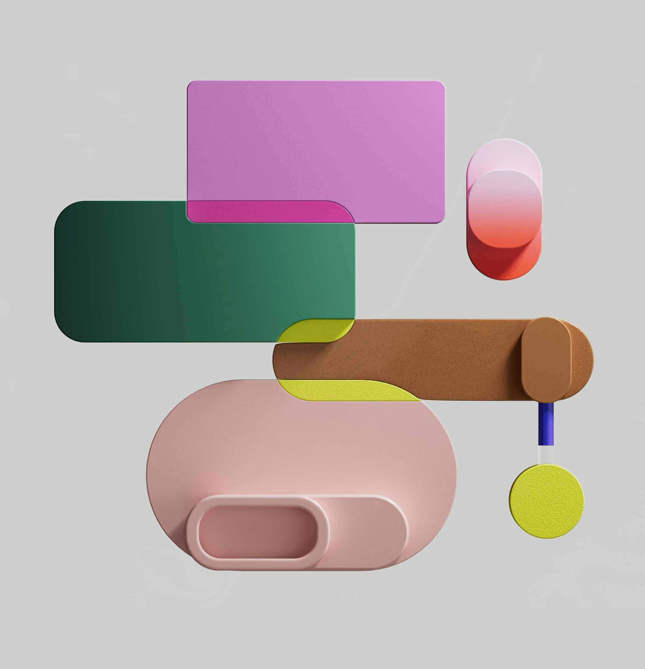 3D composition with shapes overlapping